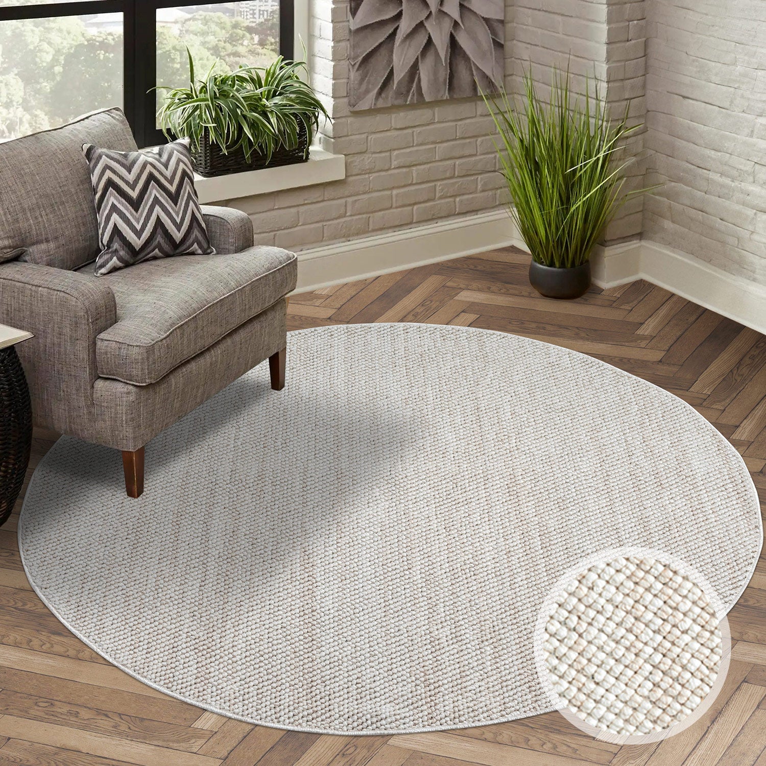 Tapis Rond Sisal Bouclé à relief UNI - Crème – STUDIO DECO