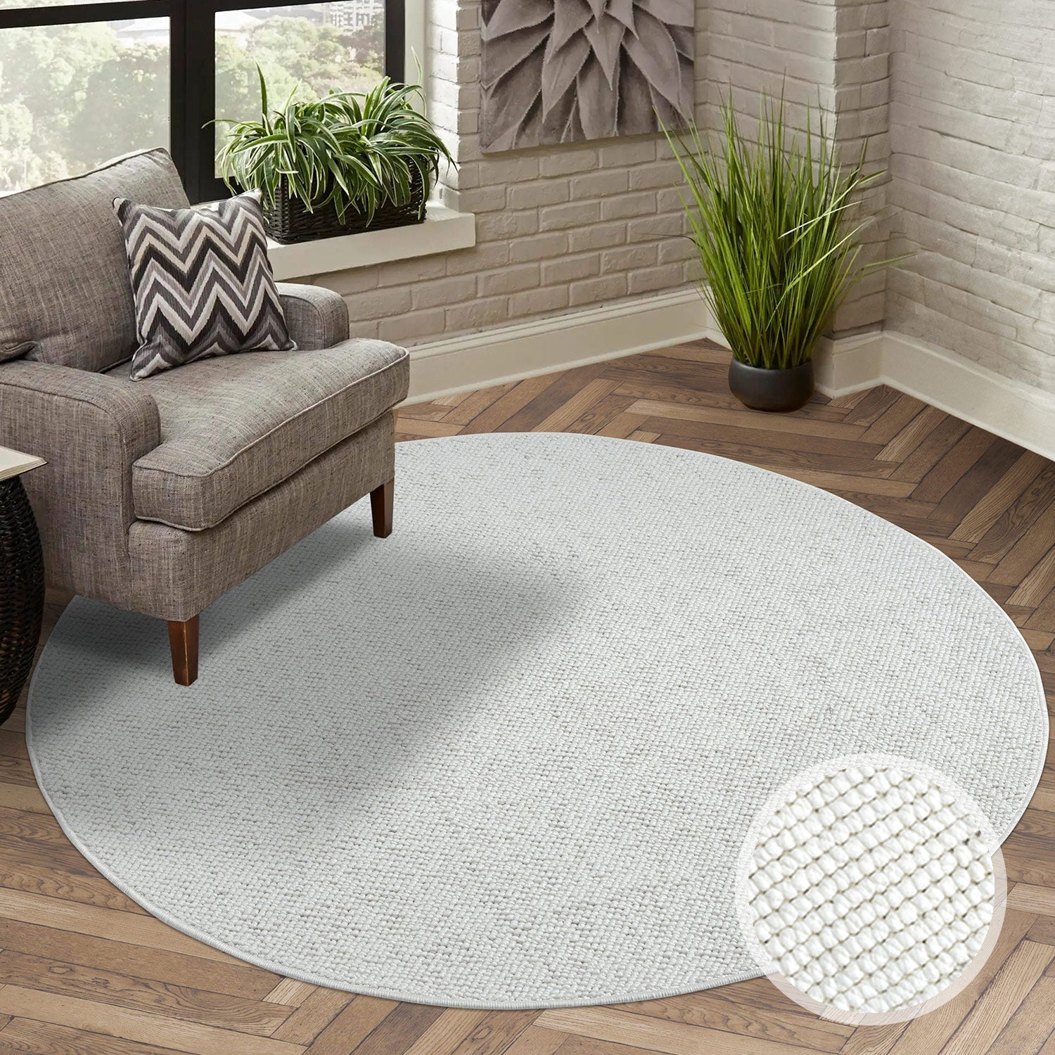 Tapis Rond Sisal Bouclé à relief - UNI Ecru – STUDIO DECO