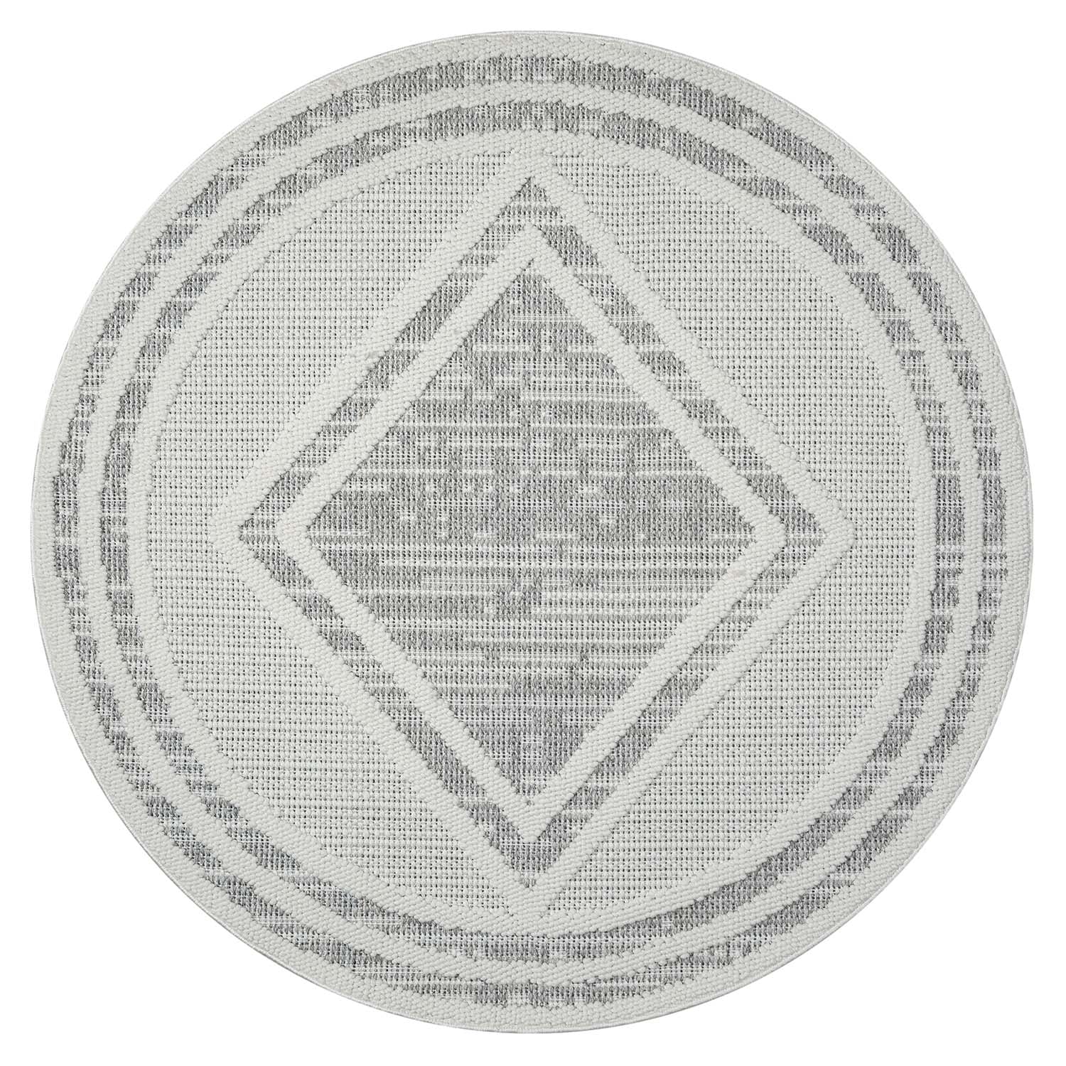 Tapis Rond Sisal Bouclé à relief OSAL - Gris et Ecru – STUDIO DECO
