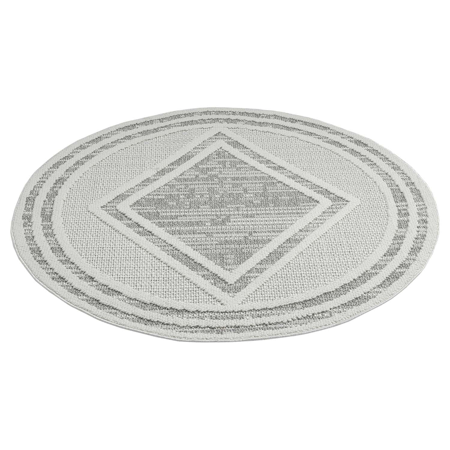 Tapis Rond Sisal Bouclé à relief OSAL - Gris et Ecru – STUDIO DECO