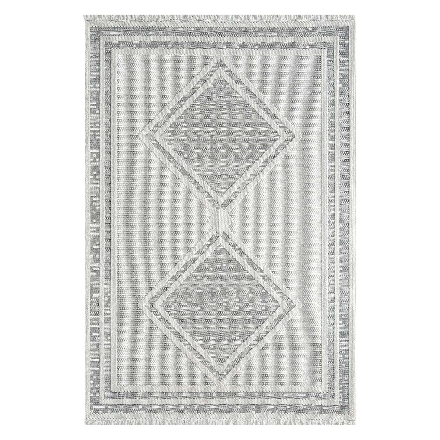 Tapis Sisal Bouclé à relief OSAL - Gris et Ecru