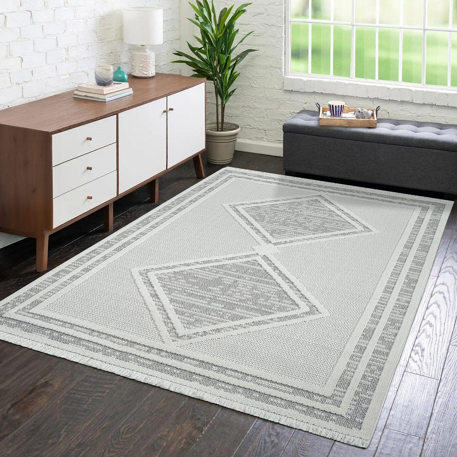 Tapis Sisal Bouclé à relief OSAL - Gris et Ecru – STUDIO DECO