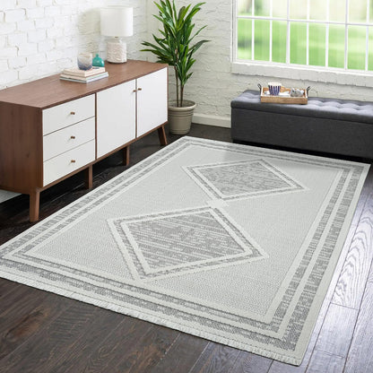 Tapis Sisal Bouclé à relief OSAL - Gris et Ecru