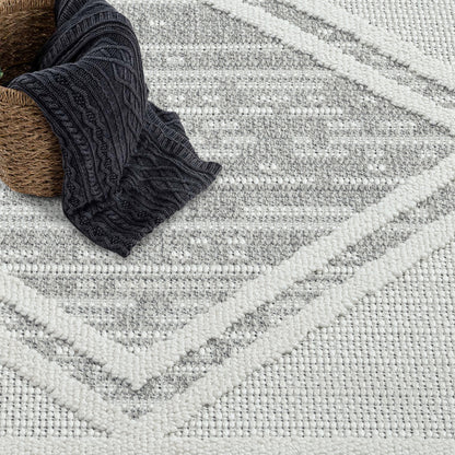 Tapis Sisal Bouclé à relief OSAL - Gris et Ecru