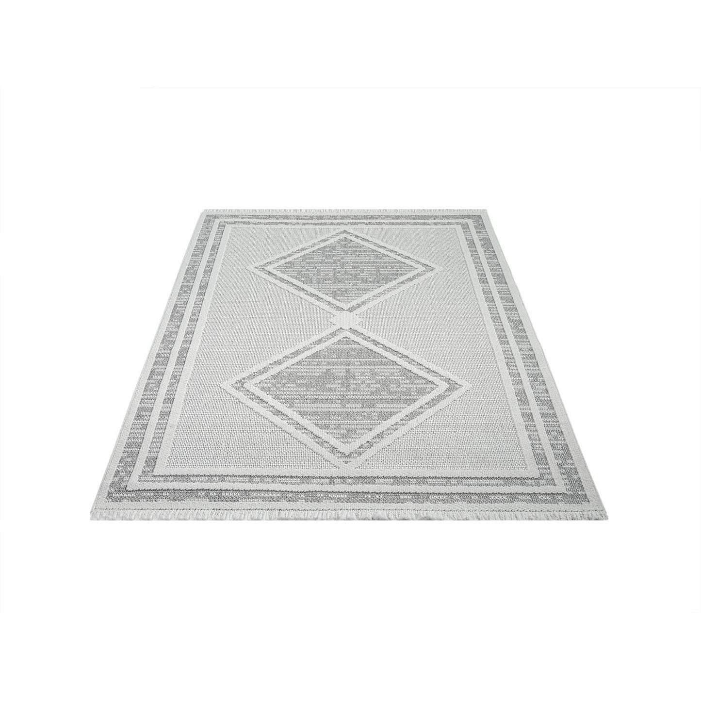 Tapis Sisal Bouclé à relief OSAL - Gris et Ecru