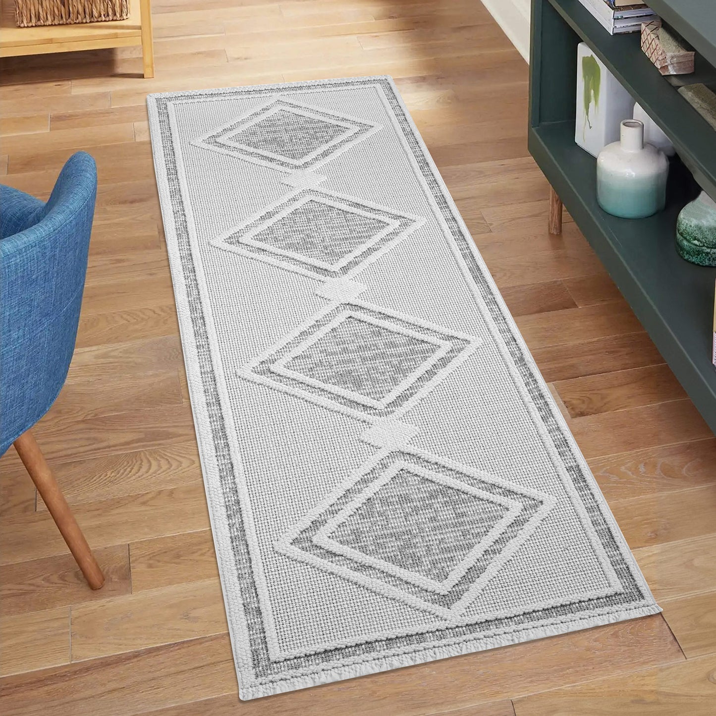 Tapis Sisal Bouclé à relief OSAL - Gris et Ecru