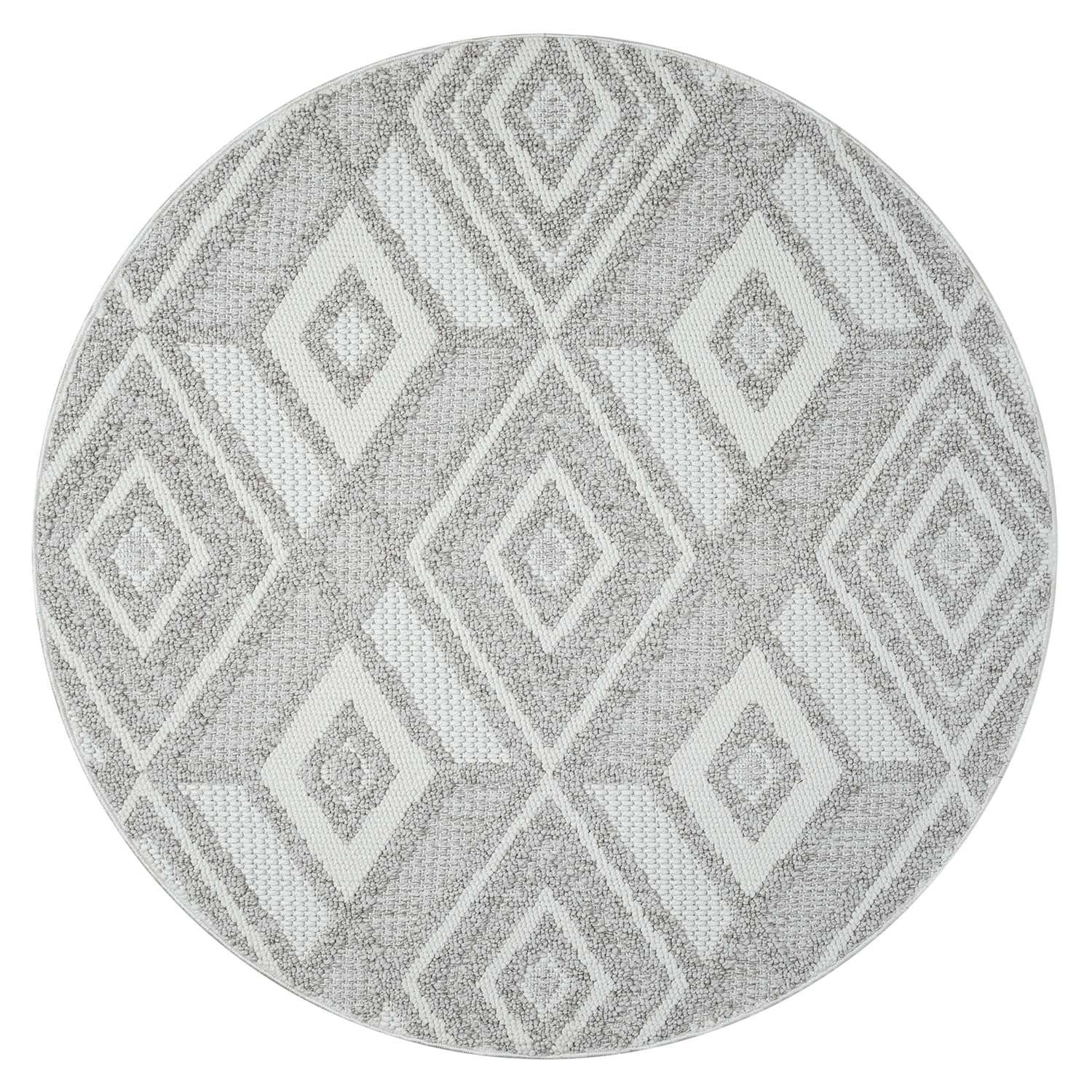 Tapis Rond Sisal Bouclé à relief CUBE - Gris – STUDIO DECO