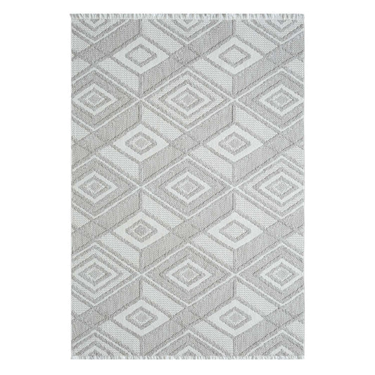 Tapis Sisal Bouclé à relief CUBE - Gris