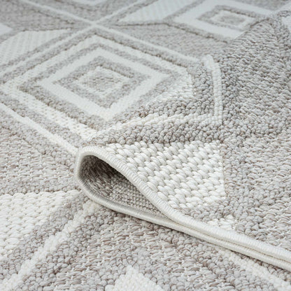 Tapis Sisal Bouclé à relief CUBE - Gris