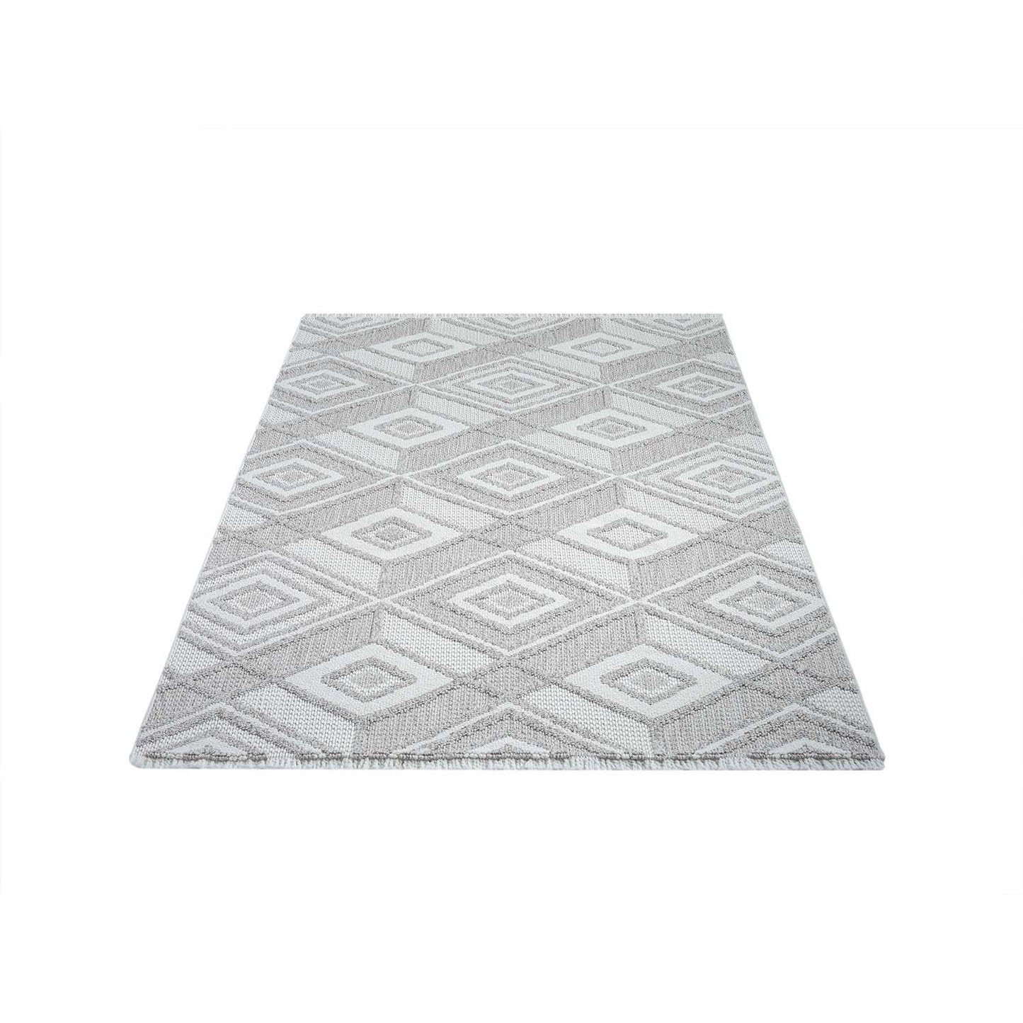 Tapis Sisal Bouclé à relief CUBE - Gris