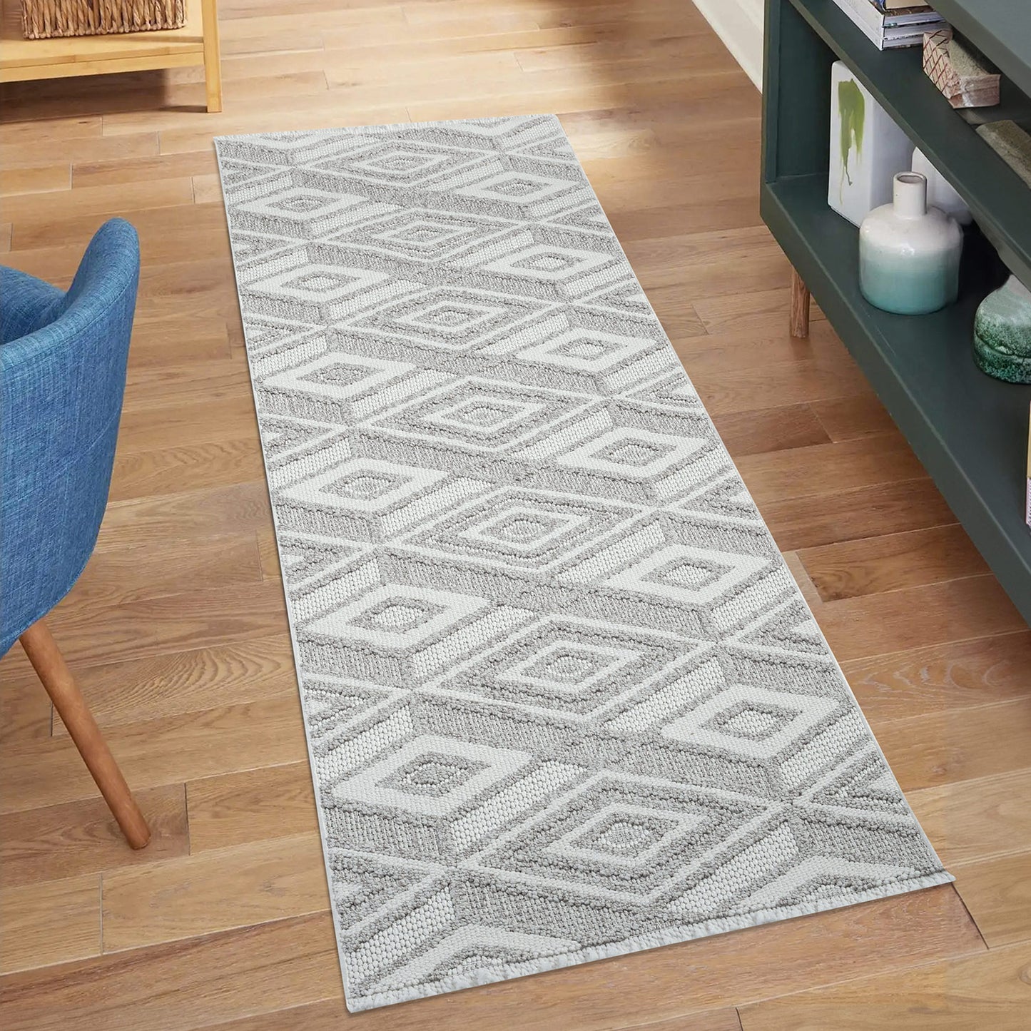 Tapis Sisal Bouclé à relief CUBE - Gris