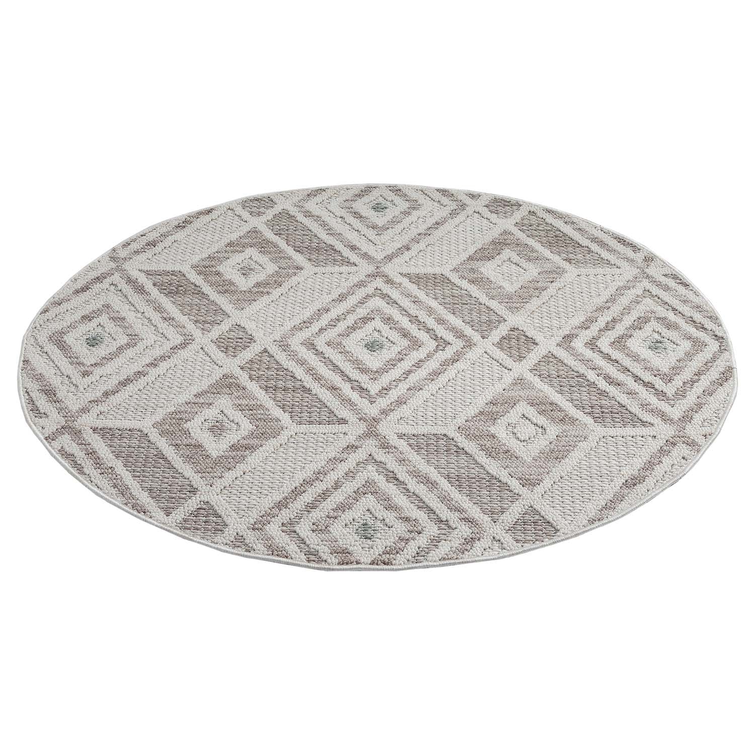 Tapis Rond Sisal Bouclé à relief CUBE - Beige et Vert – STUDIO DECO