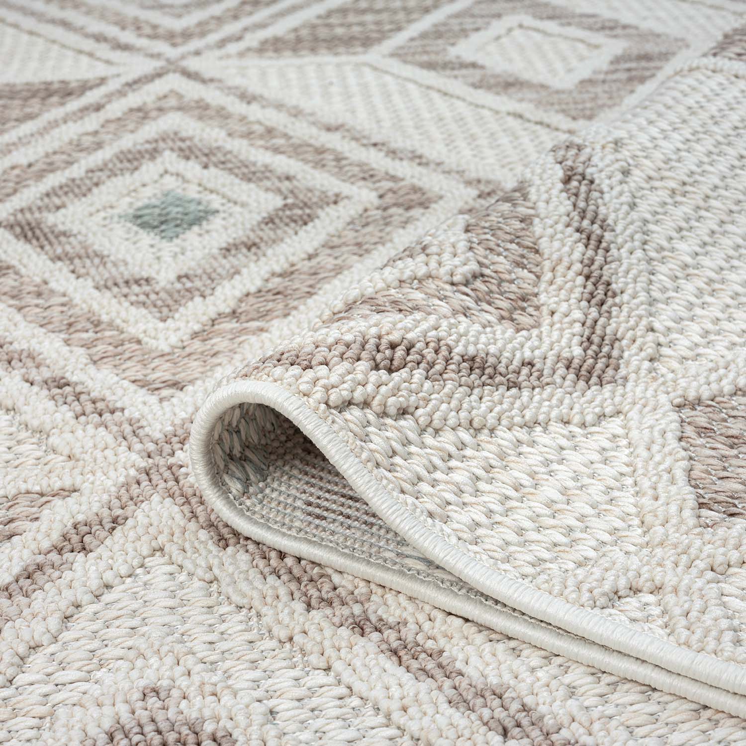 Tapis Rond Sisal Bouclé à relief CUBE - Beige et Vert – STUDIO DECO