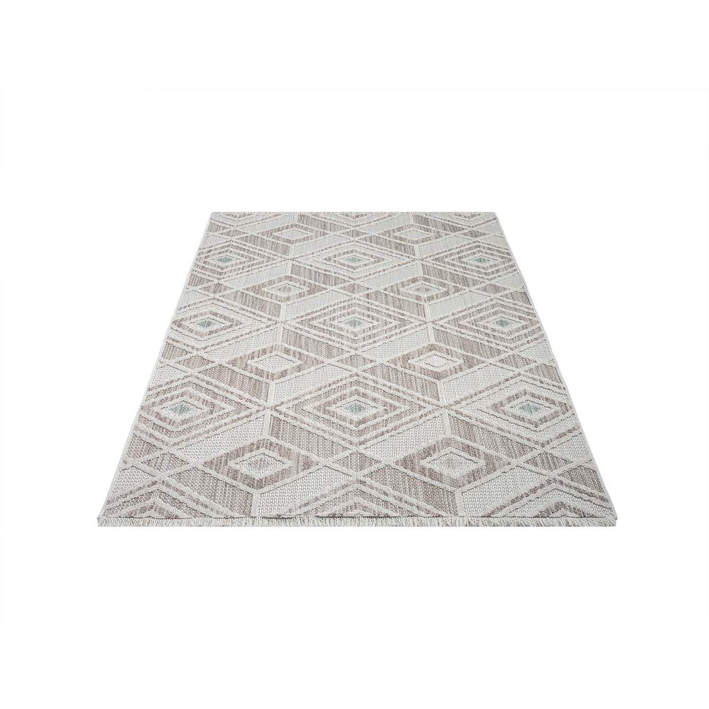 Tapis Sisal Bouclé à relief CUBE - Beige et Vert