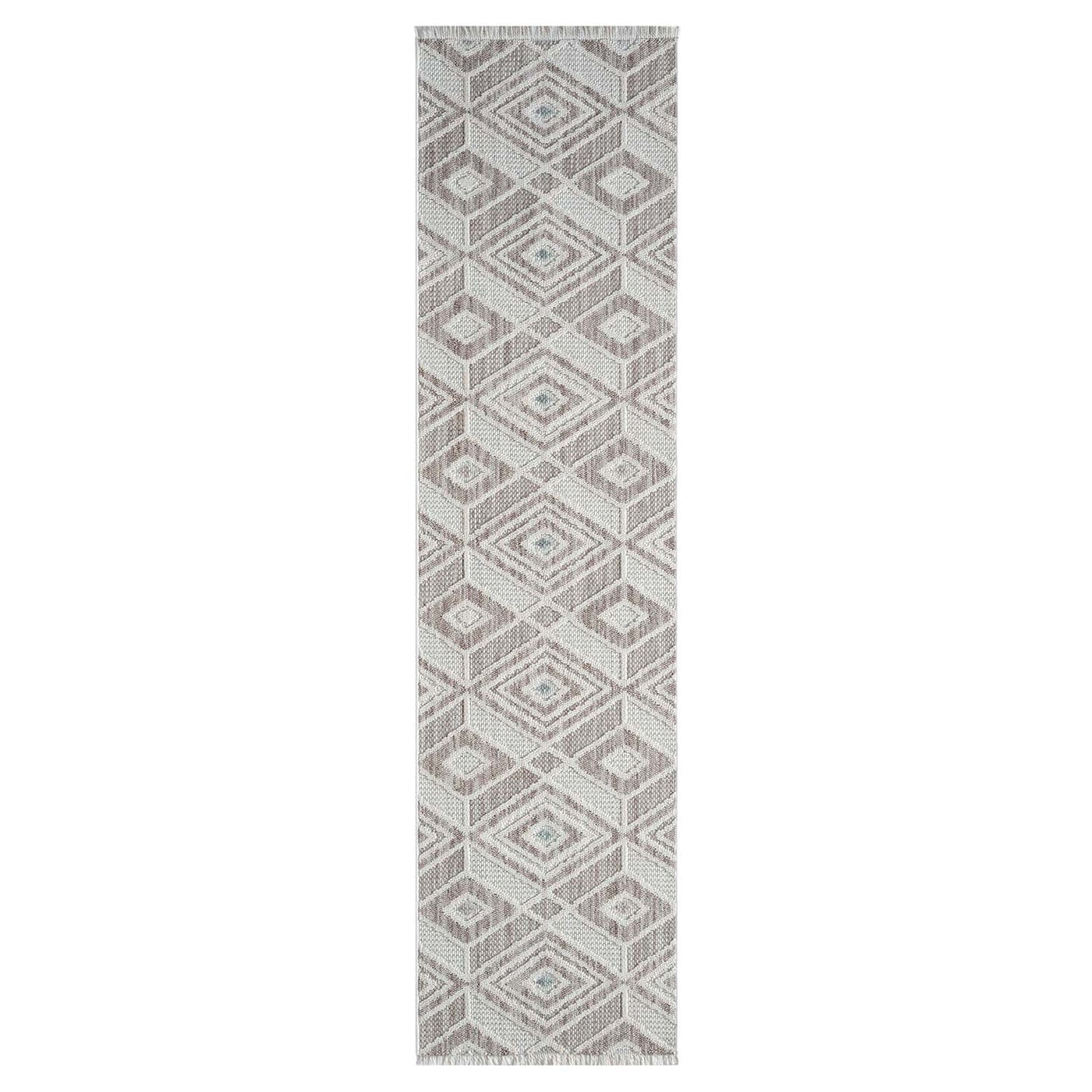 Tapis Sisal Bouclé à relief CUBE - Beige et Vert