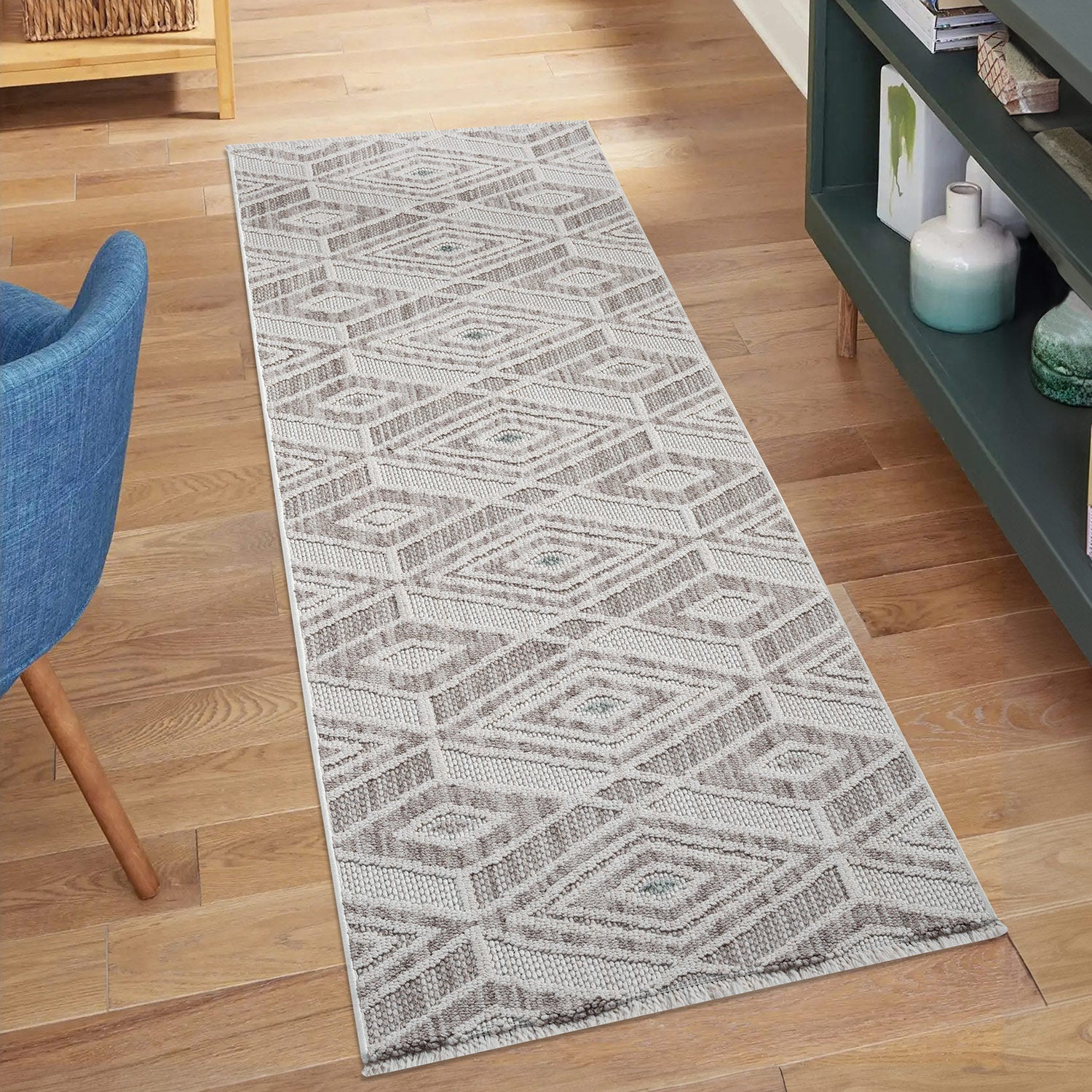 Tapis Sisal Bouclé à relief CUBE - Beige et Vert – STUDIO DECO