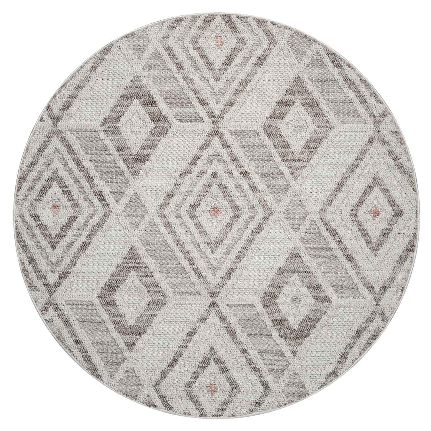 Tapis Rond Sisal Bouclé à relief CUBE - Beige et Terra – STUDIO DECO
