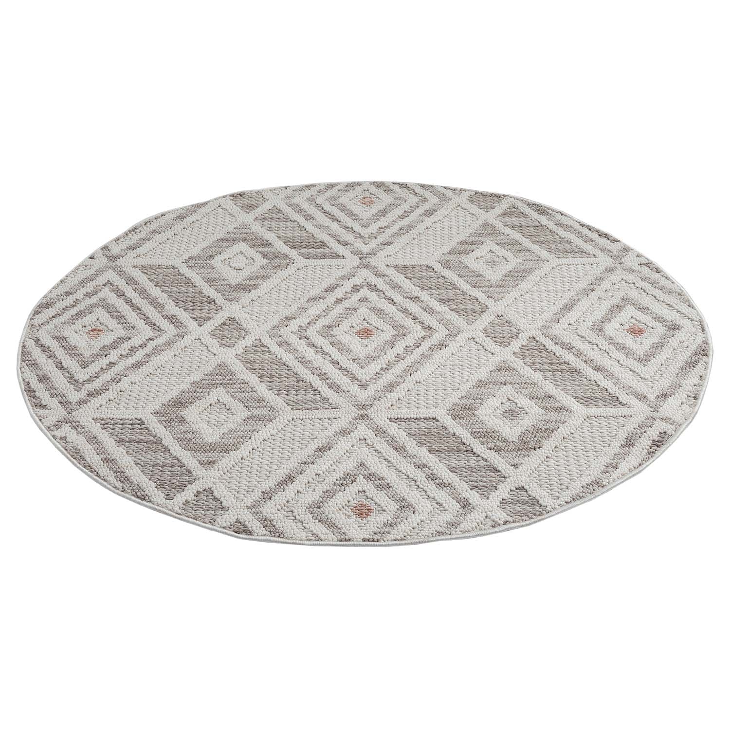 Tapis Rond Sisal Bouclé à relief CUBE - Beige et Terra – STUDIO DECO