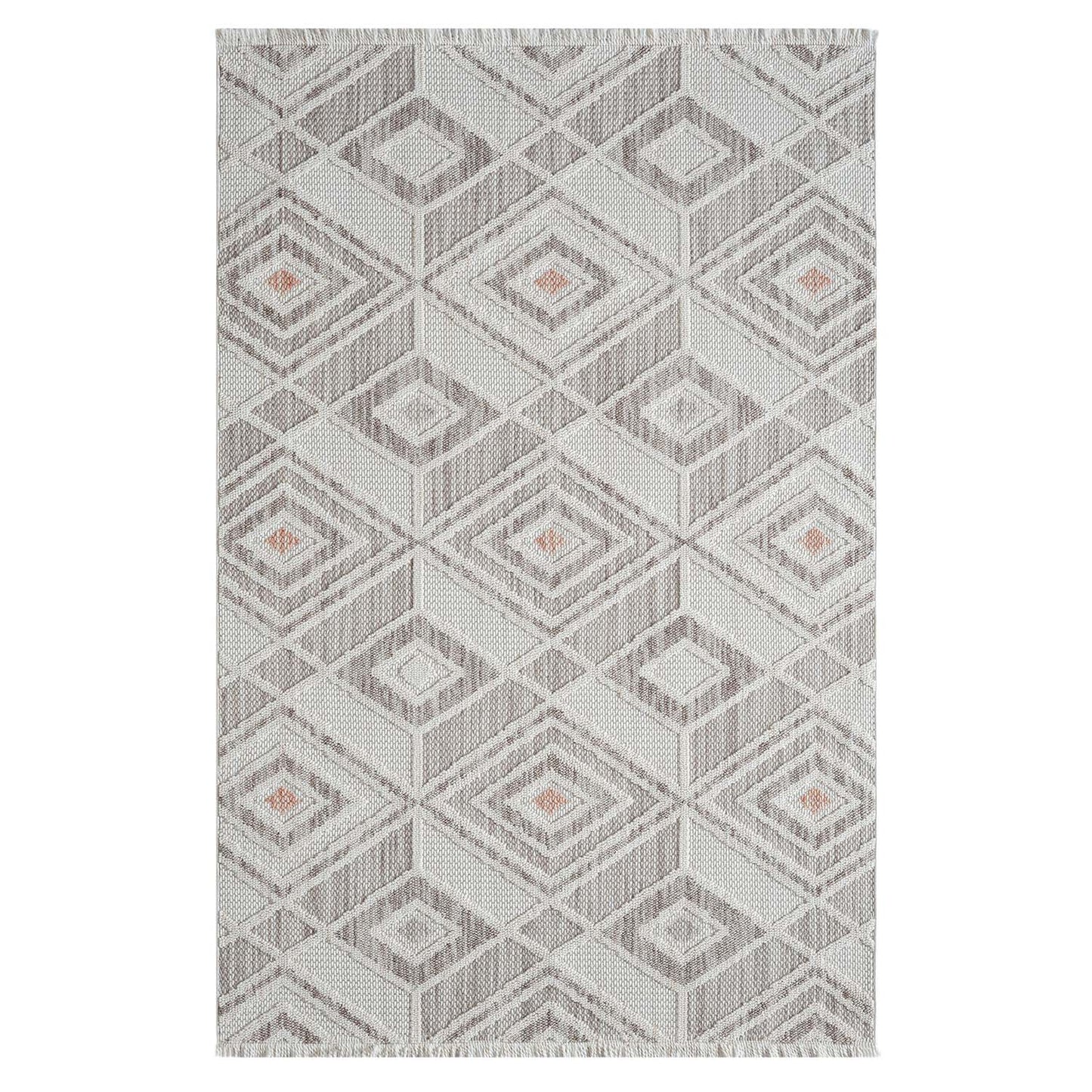 Tapis Sisal Bouclé à relief CUBE - Beige et Terra