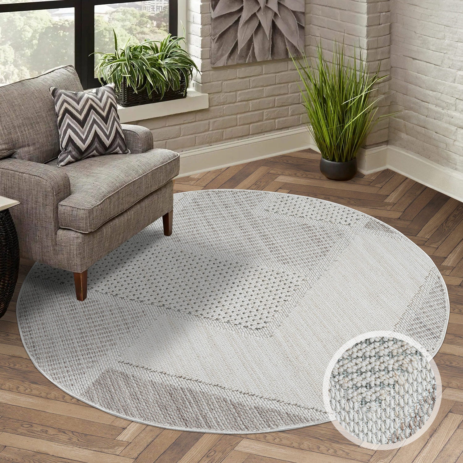 Tapis Rond Sisal Bouclé à relief VIKY - Beige et Vert – STUDIO DECO