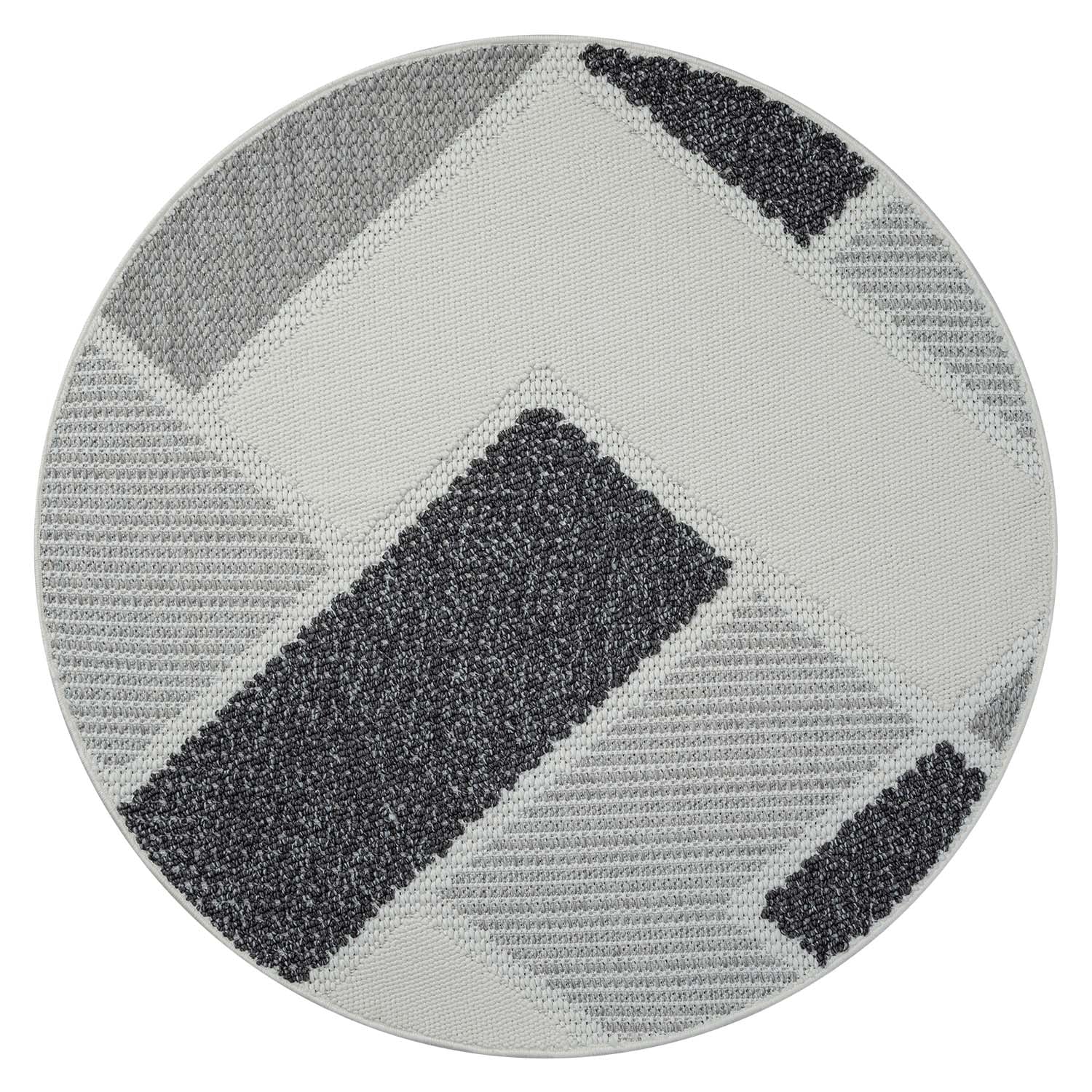 Tapis Rond Sisal Bouclé à relief VIKY - Gris et Noir – STUDIO DECO