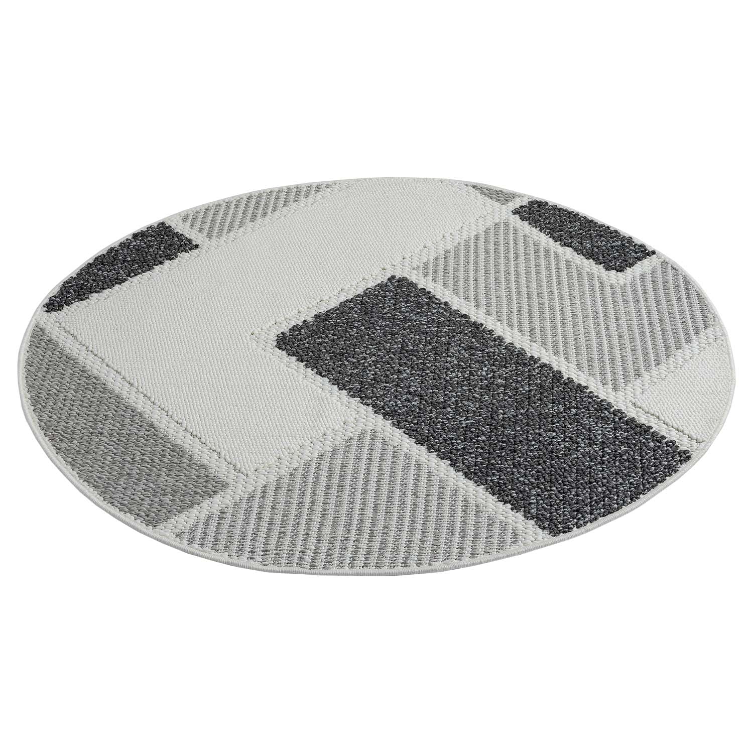 Tapis Rond Sisal Bouclé à relief VIKY - Gris et Noir – STUDIO DECO