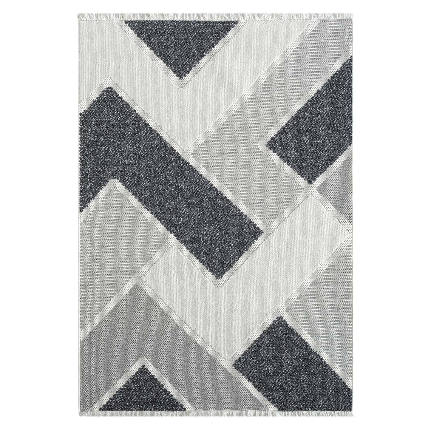 Tapis Sisal Bouclé à relief VIKY - Gris et Noir