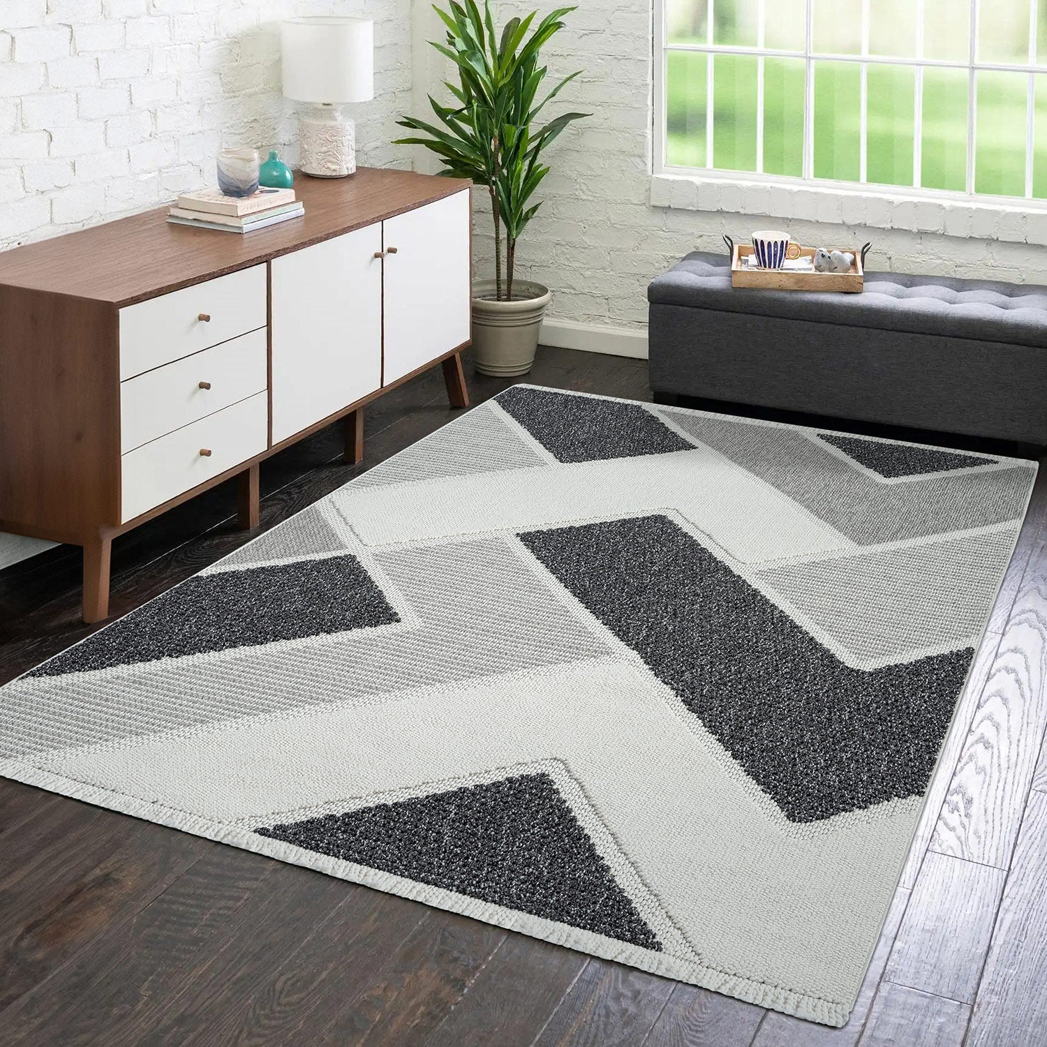 Tapis Sisal Bouclé à relief VIKY - Gris et Noir – STUDIO DECO