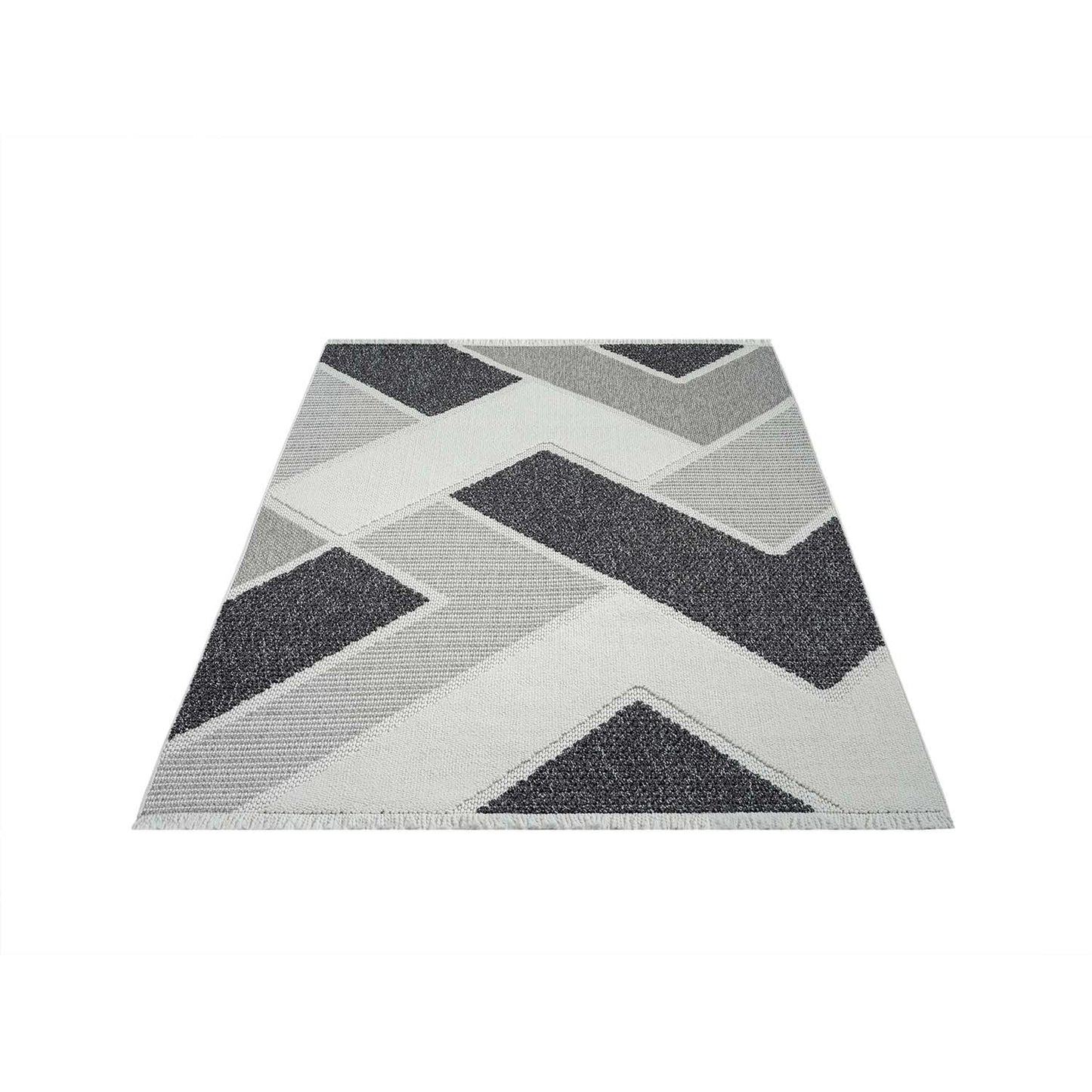 Tapis Sisal Bouclé à relief VIKY - Gris et Noir