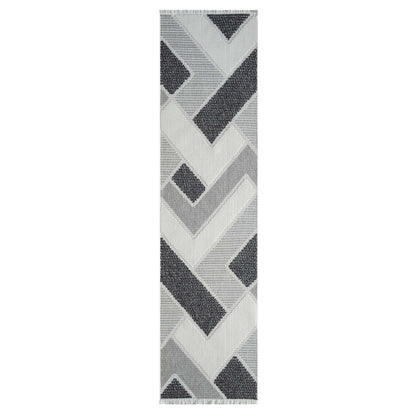 Tapis Sisal Bouclé à relief VIKY - Gris et Noir