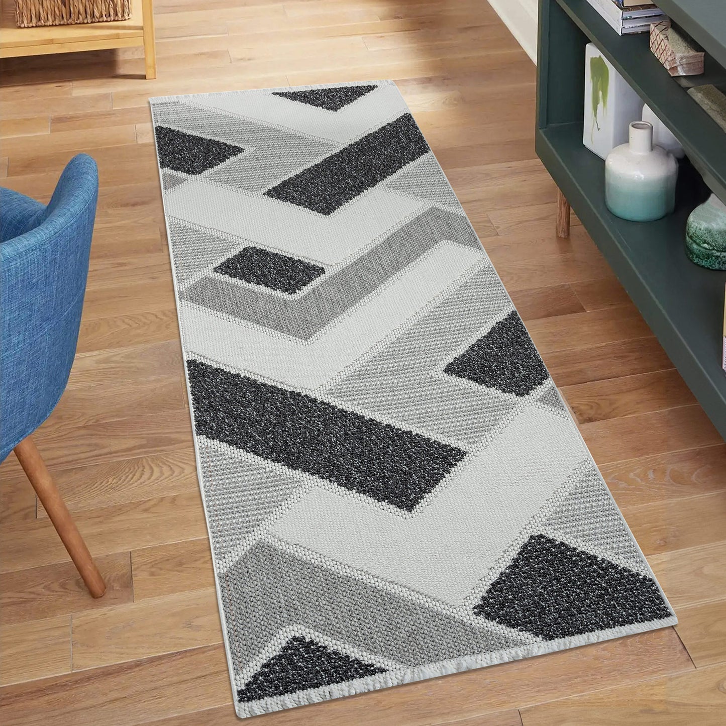 Tapis Sisal Bouclé à relief VIKY - Gris et Noir