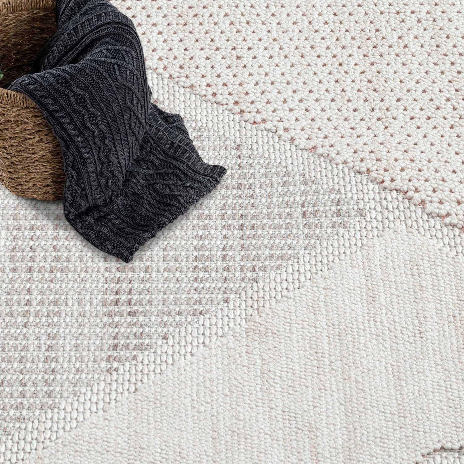 Tapis Rond Sisal Bouclé à relief - VIKY Ecru et Terra – STUDIO DECO