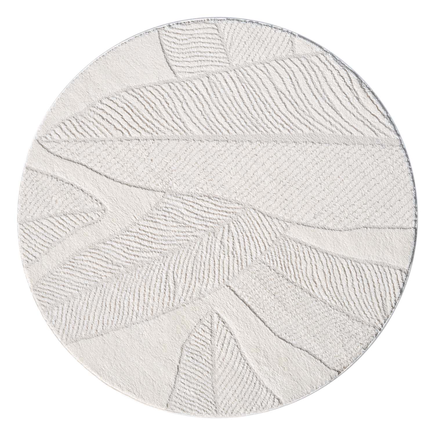Tapis Rond à motifs en relief - LEAF Crème – STUDIO DECO