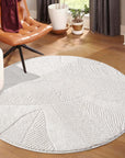 Tapis Rond à motifs en relief - LEAF Crème – STUDIO DECO