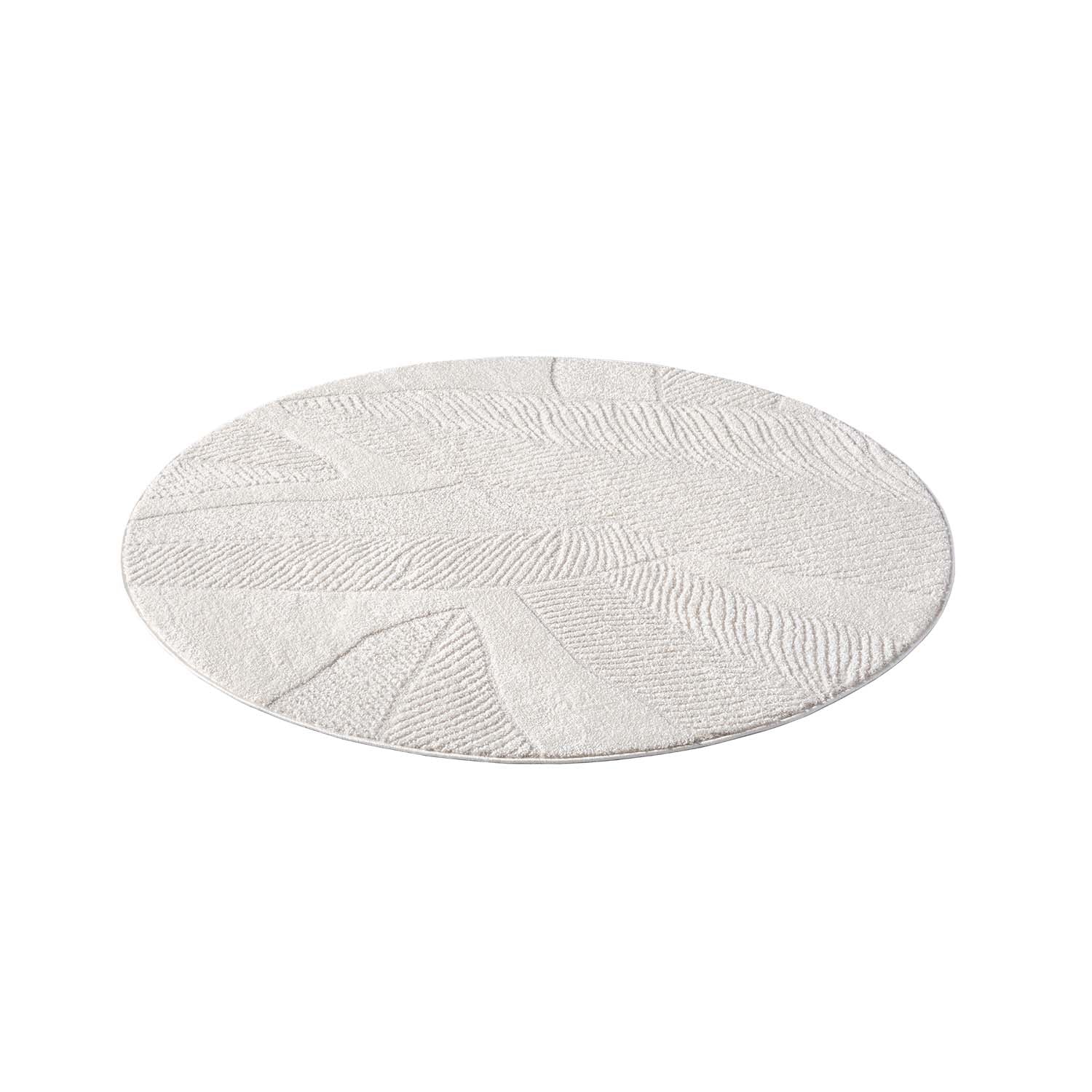 Tapis Rond à motifs en relief - LEAF Crème – STUDIO DECO