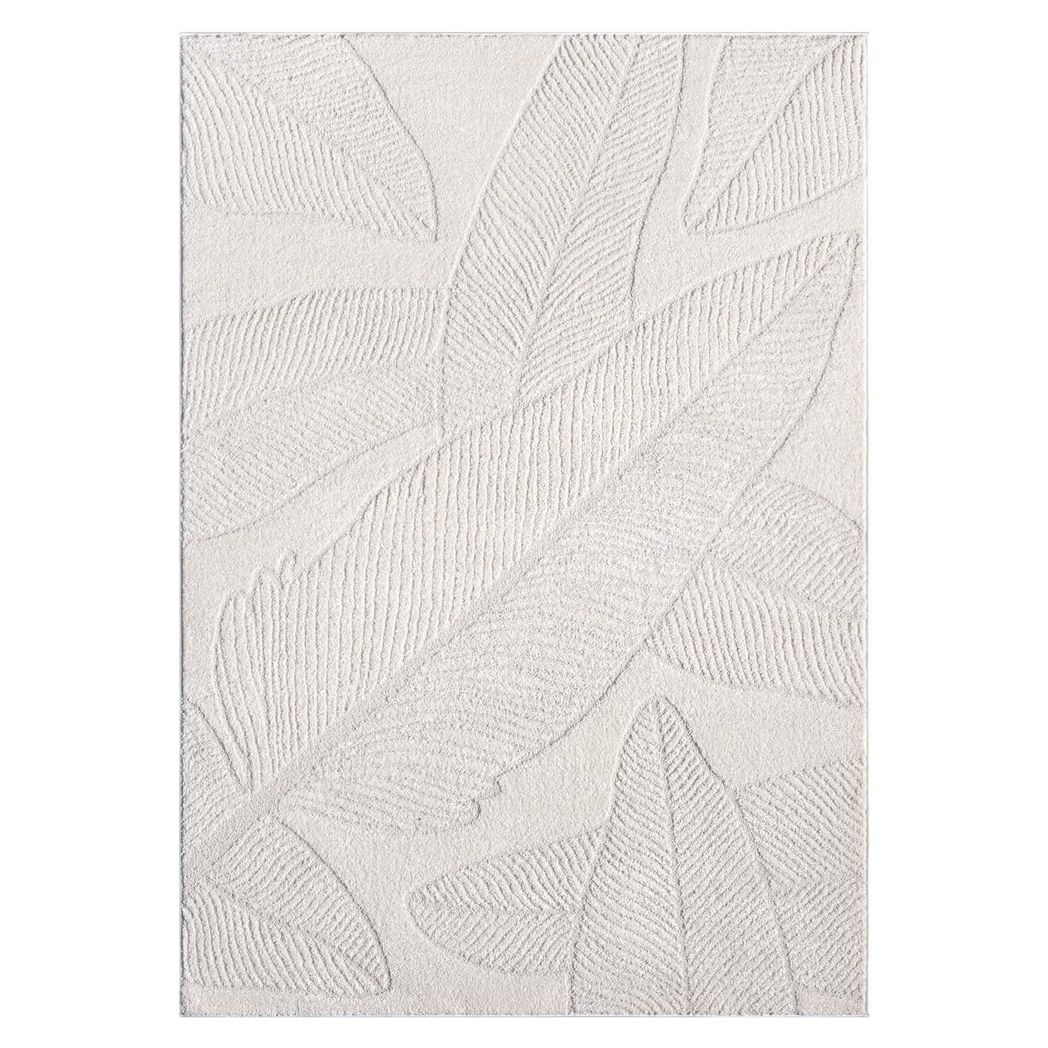 Tapis à motifs en relief - LEAF Crème – STUDIO DECO
