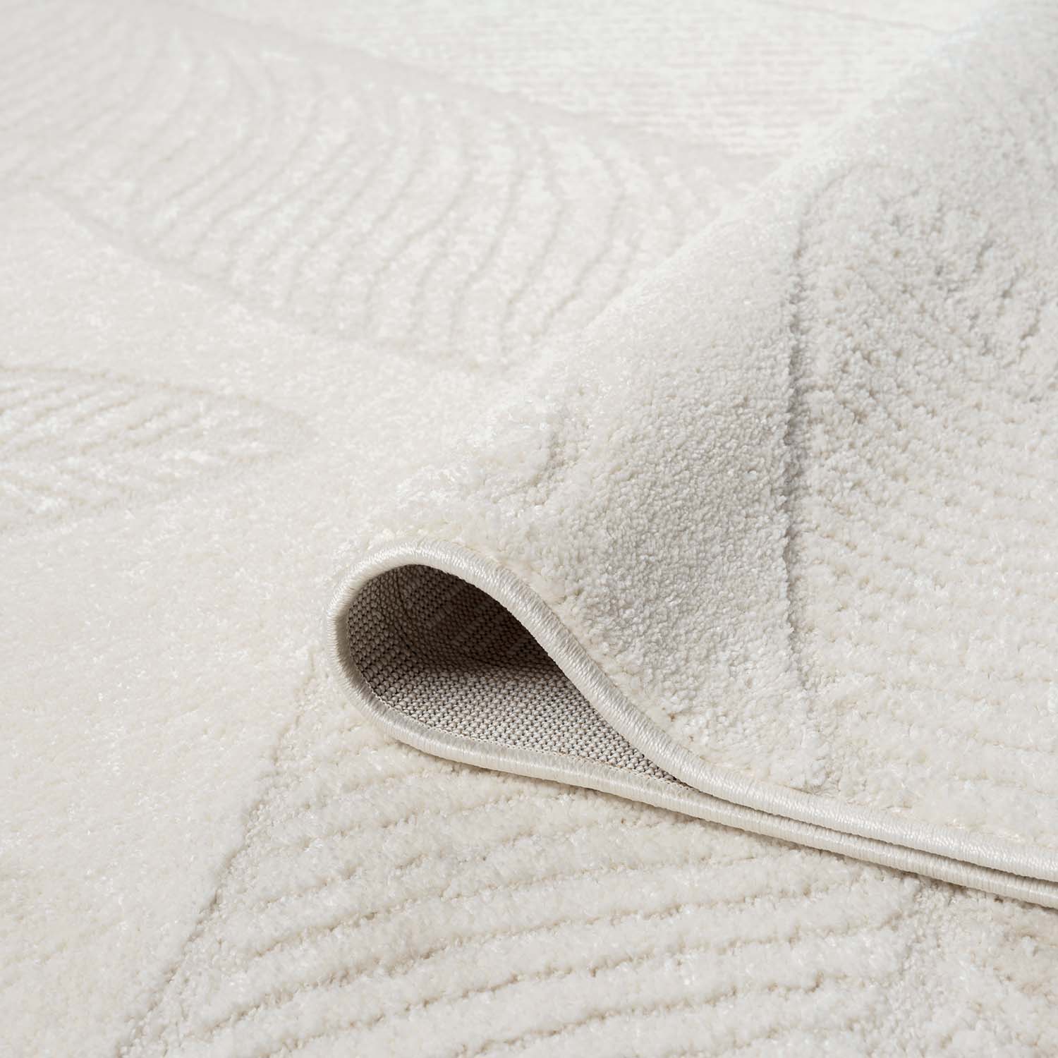 Tapis Rond à motifs en relief - LEAF Crème – STUDIO DECO