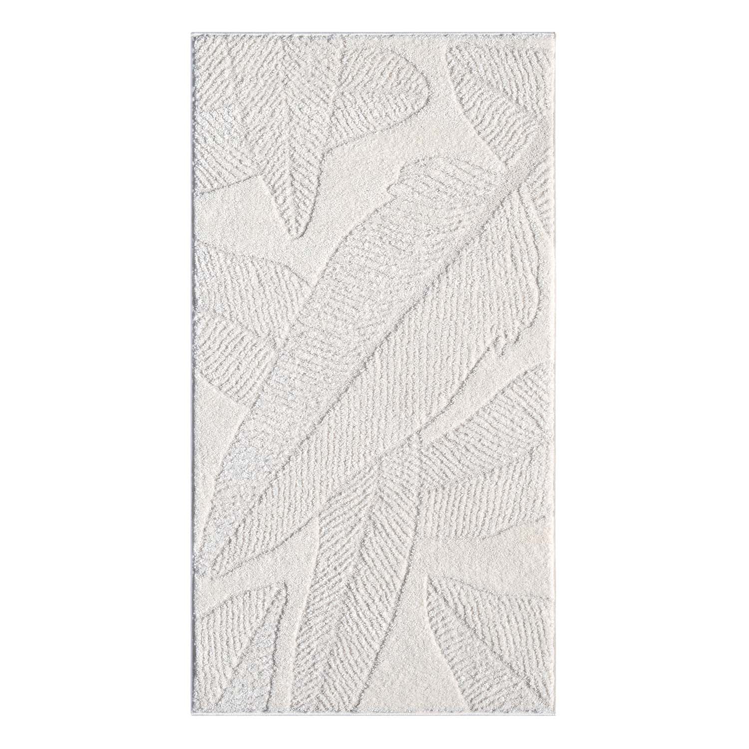 Tapis de couloir à motifs en relief - LEAF Crème – STUDIO DECO