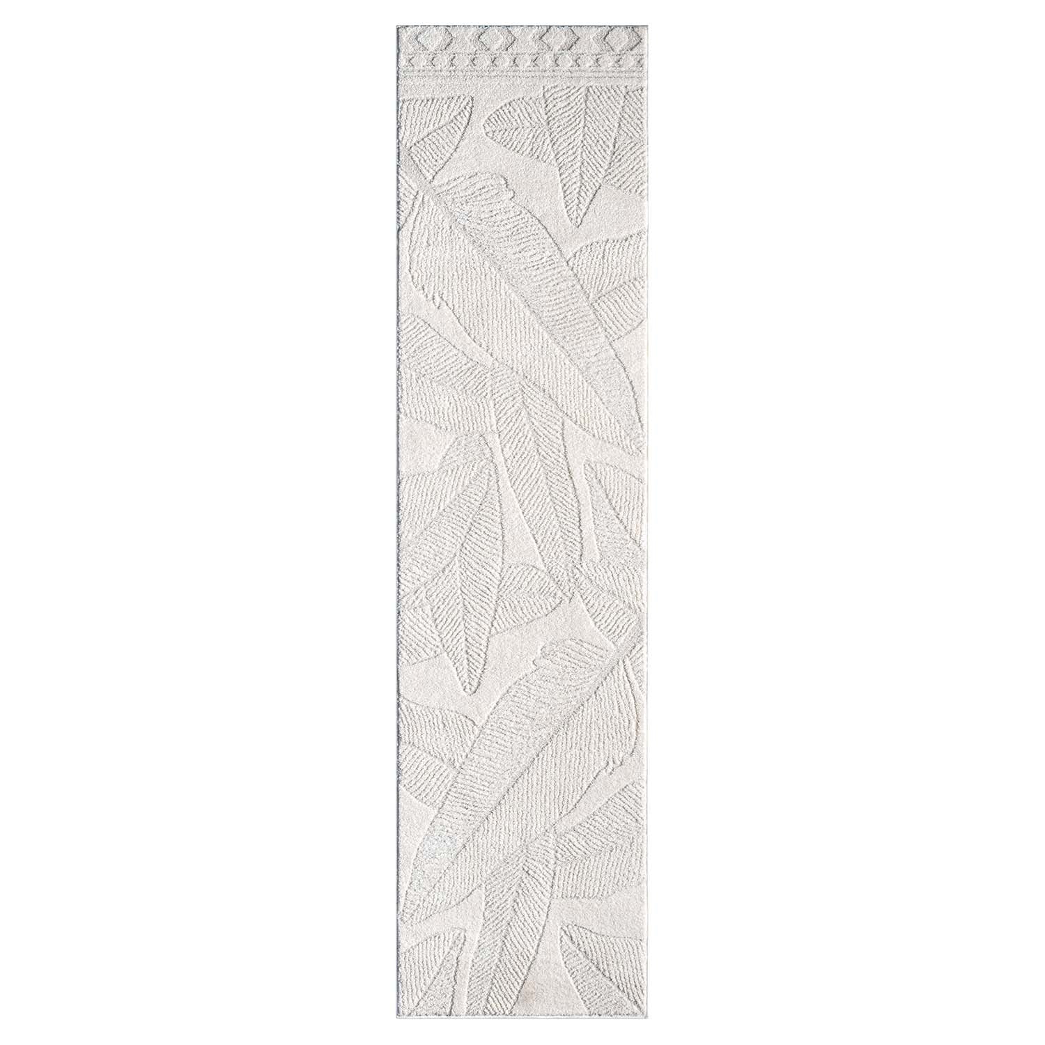 Tapis de couloir à motifs en relief - LEAF Crème – STUDIO DECO