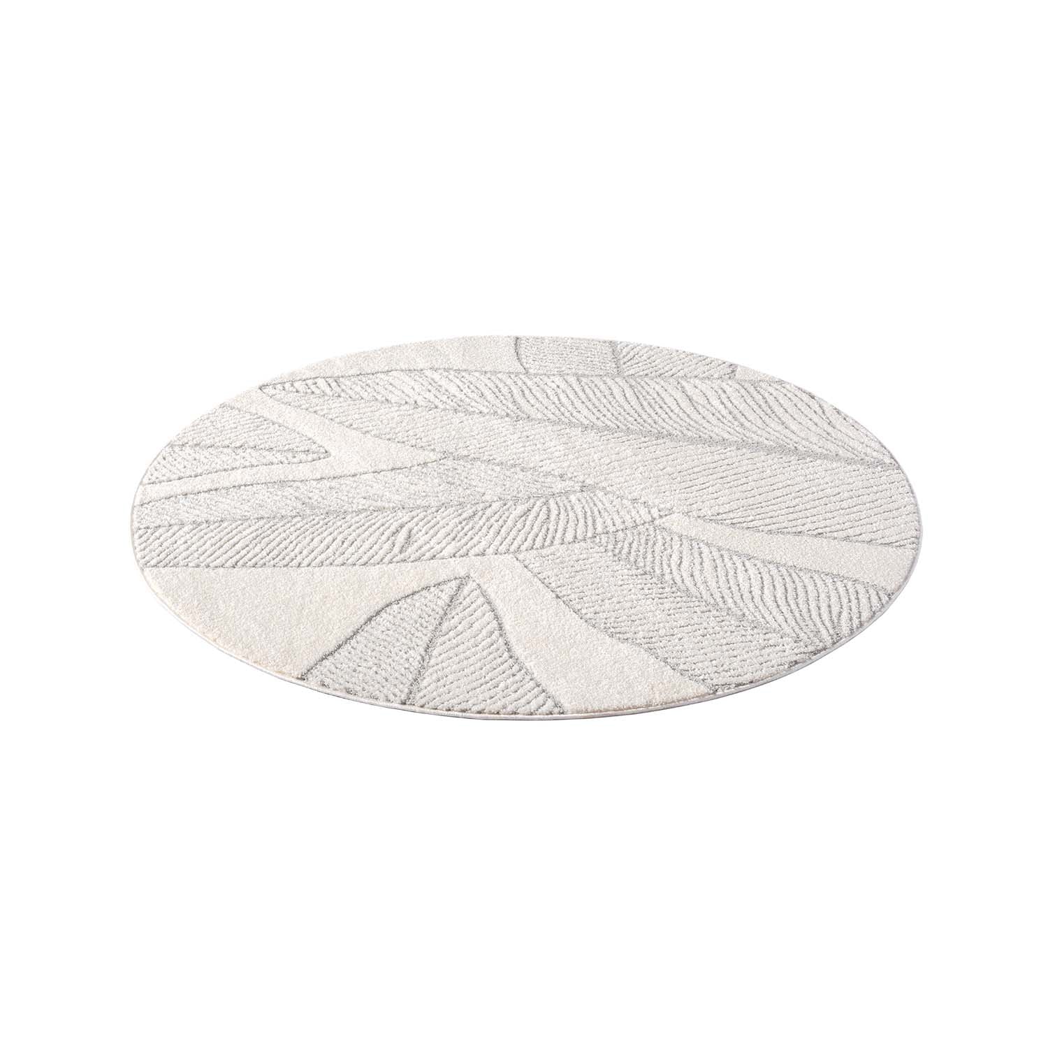 Tapis Rond à motifs en relief - LEAF Gris – STUDIO DECO