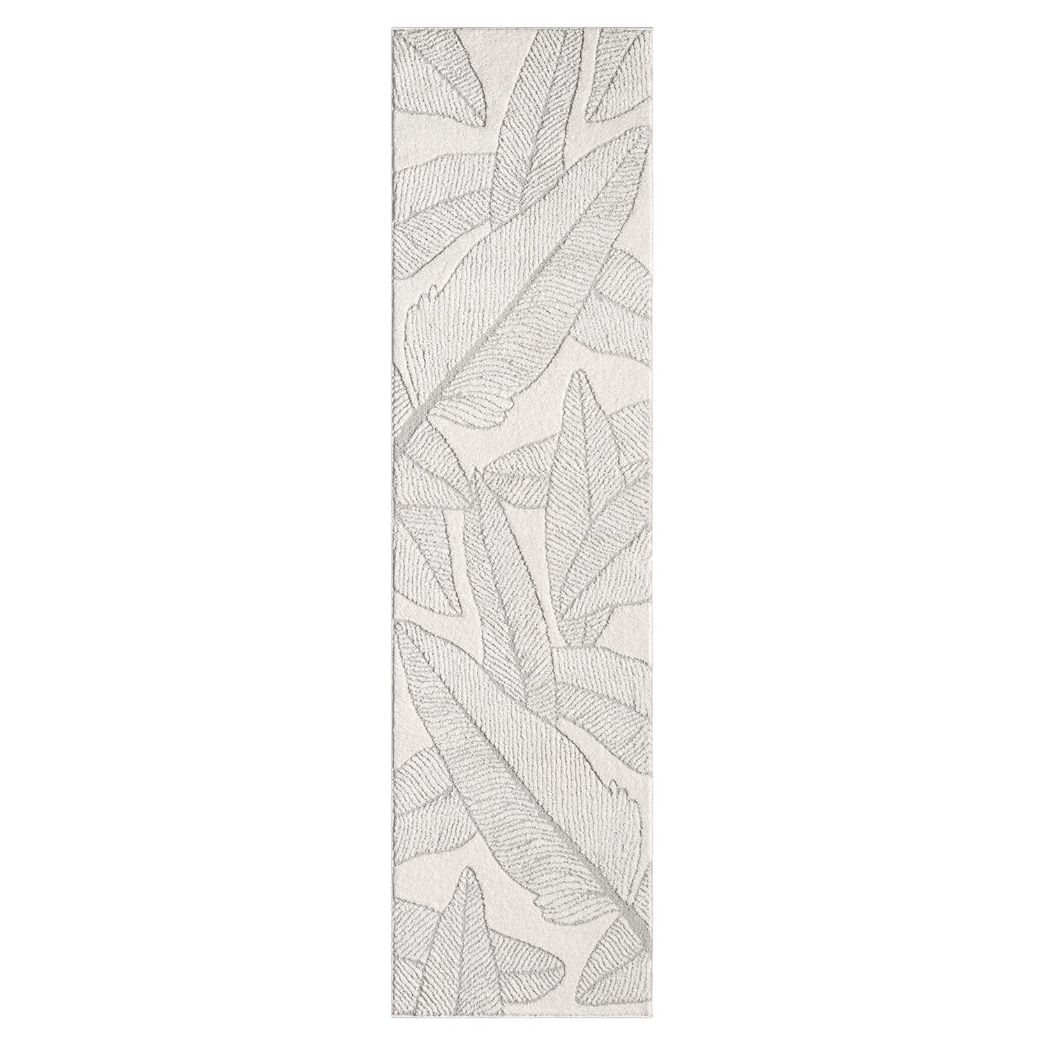 Tapis de couloir à motifs en relief - LEAF Gris – STUDIO DECO