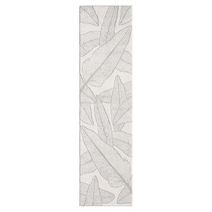 Tapis LEAF à motifs feuillage en relief - Crème et Gris