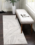 Tapis de couloir à motifs en relief - LEAF Gris – STUDIO DECO