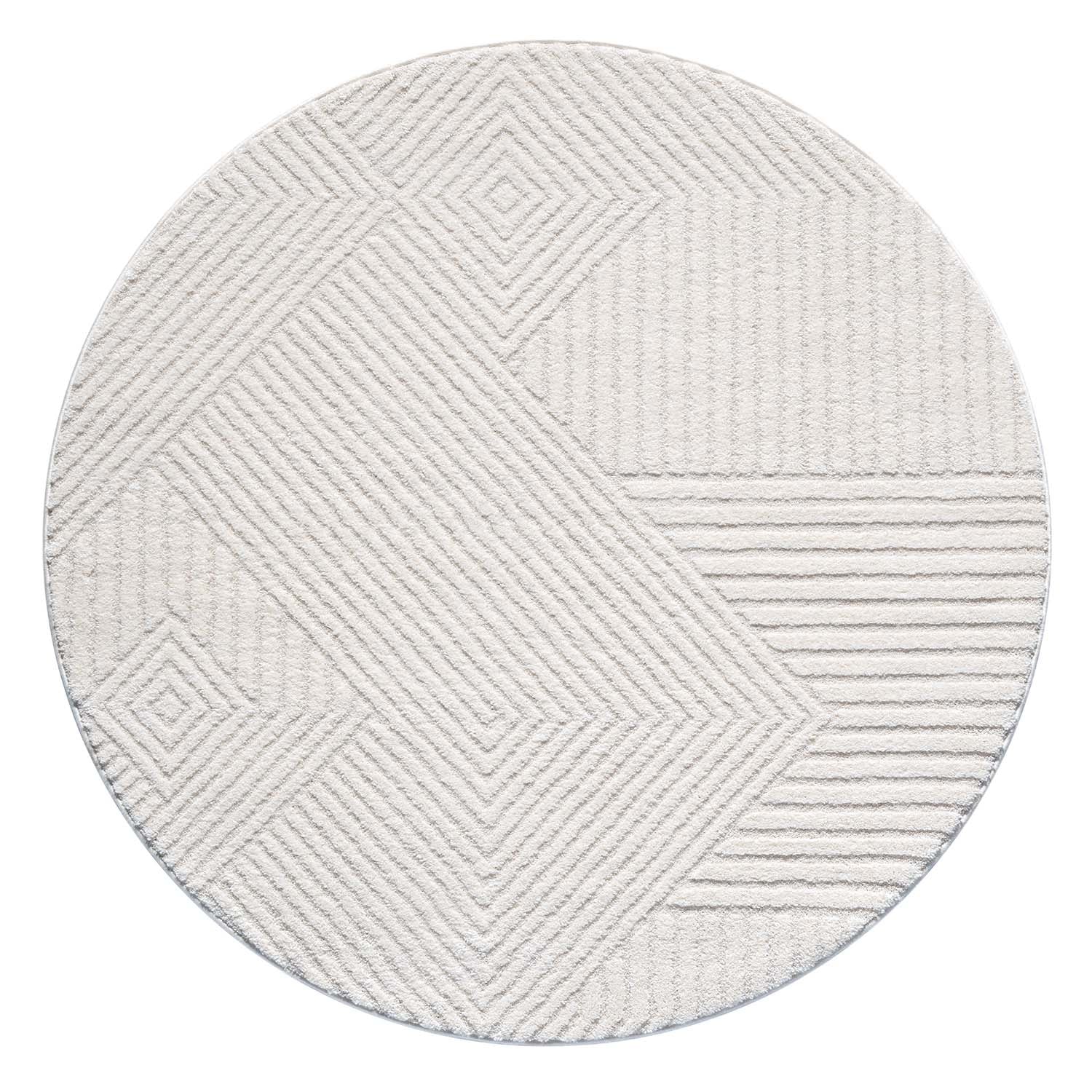 Tapis Rond à motifs en relief - EMY Crème – STUDIO DECO