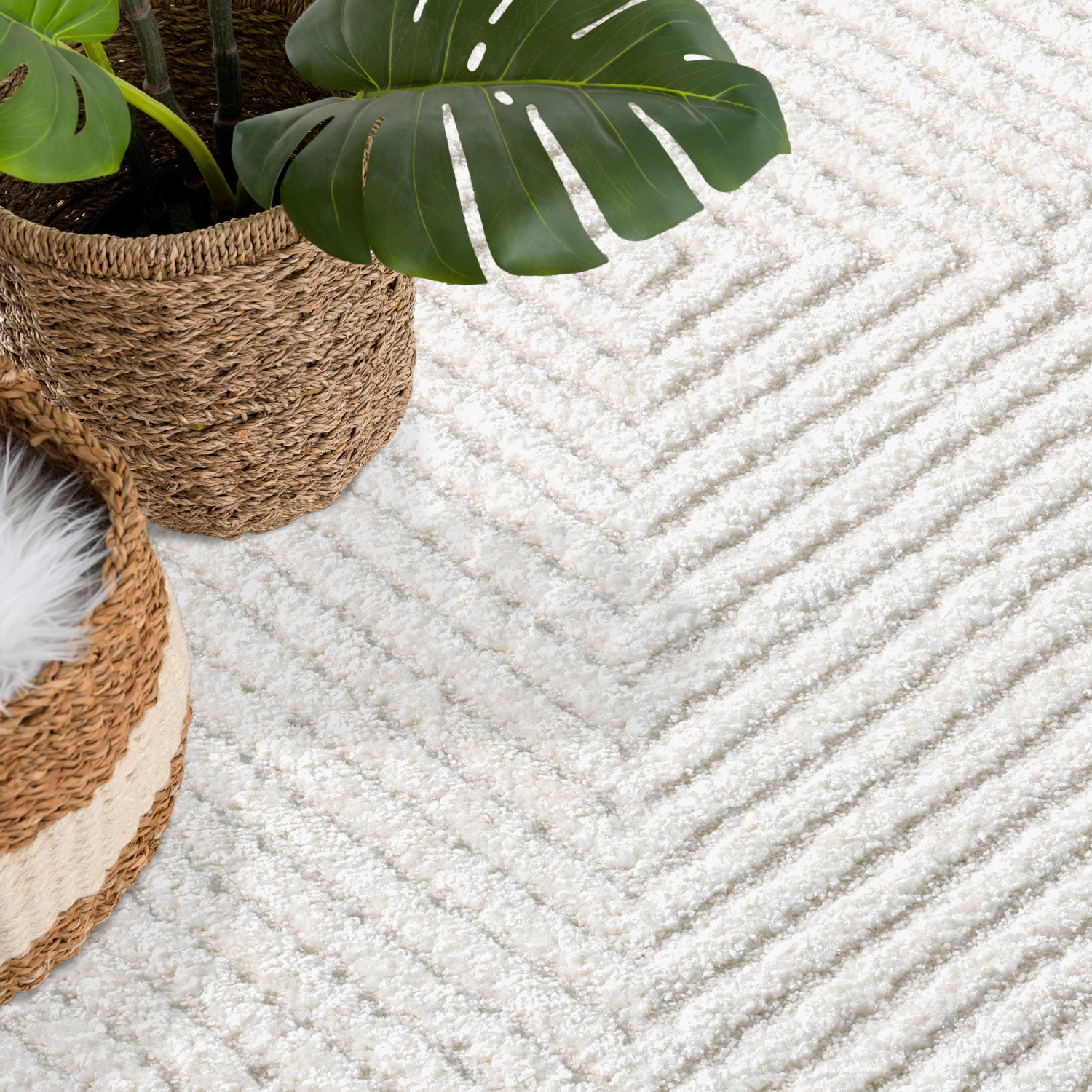 Tapis Rond à motifs en relief - EMY Crème – STUDIO DECO