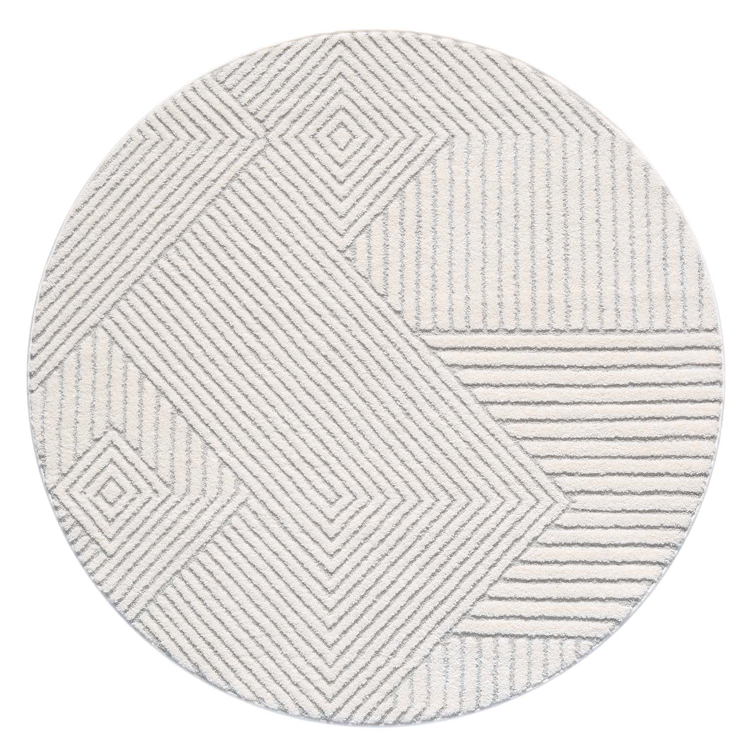 Tapis Rond à motifs en relief - EMY Gris – STUDIO DECO