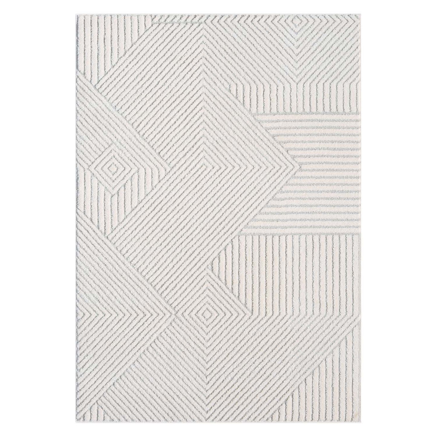 Tapis EMY à motifs géométrique en relief - Crème et Gris