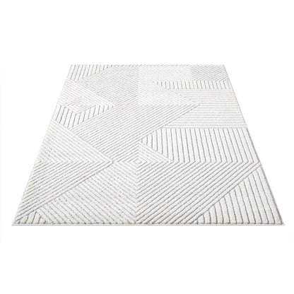 Tapis EMY à motifs géométrique en relief - Crème et Gris