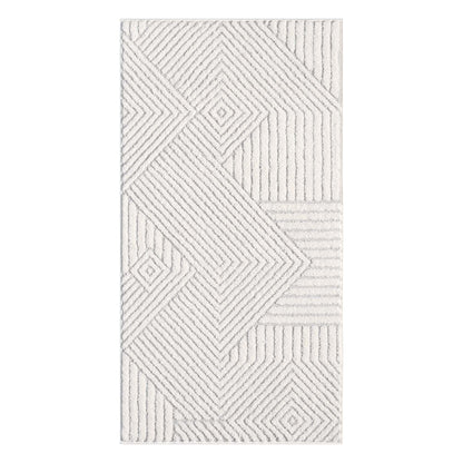 Tapis EMY à motifs géométrique en relief - Crème et Gris