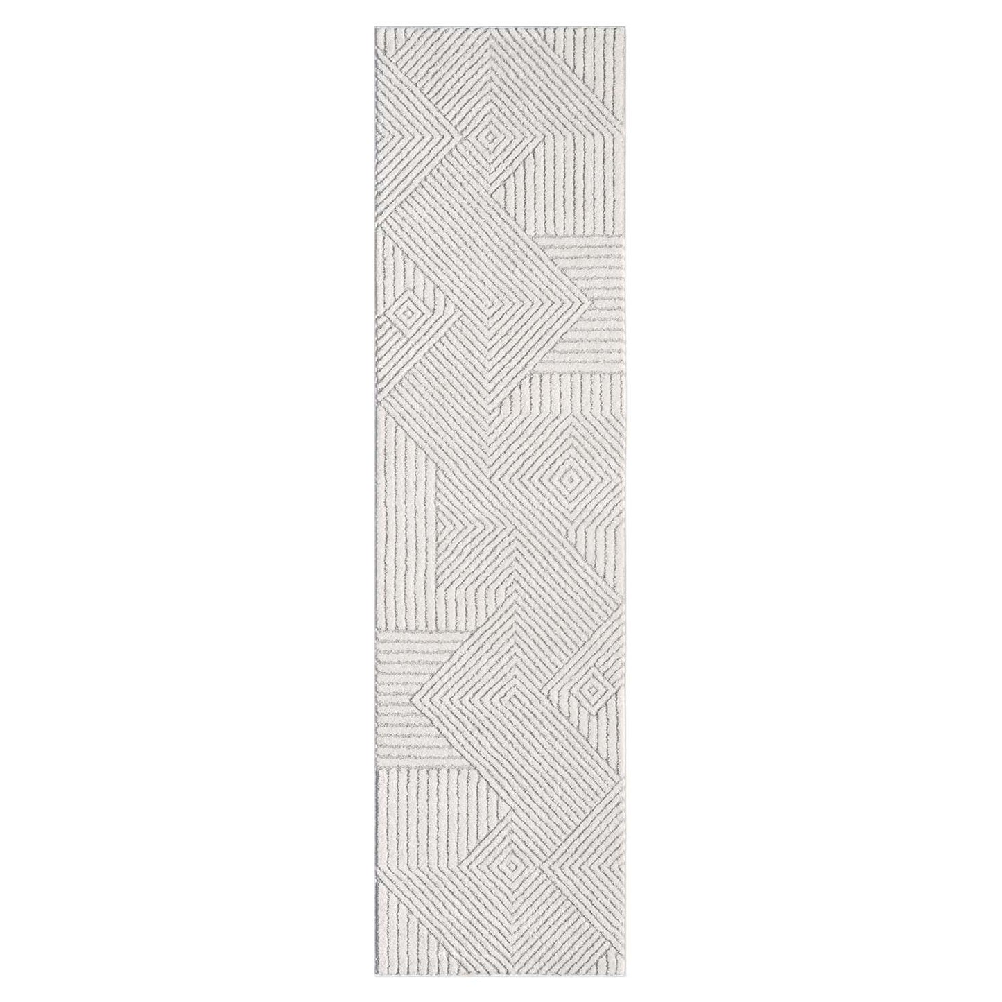 Tapis EMY à motifs géométrique en relief - Crème et Gris